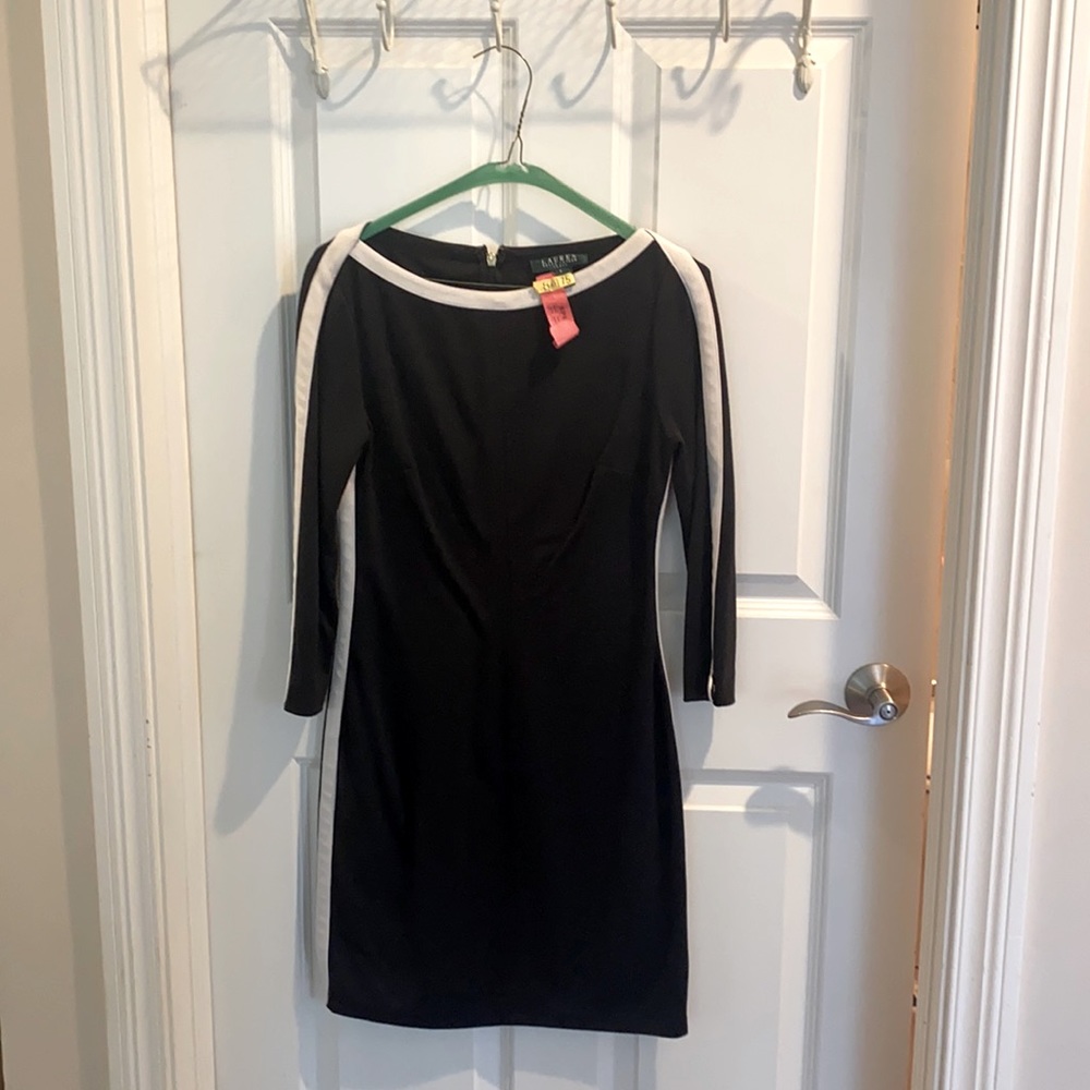 Ralph Lauren elegant, event dress, black with with stripe, size 6